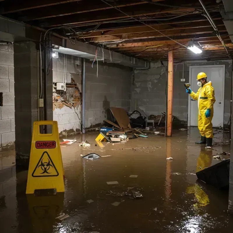 Flooded Basement Electrical Hazard in Hilltop Lakes, TX Property